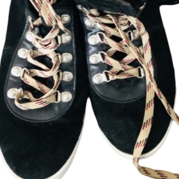 Sam Edelman size 10 Black suede sneaker shearling sheepskin trim - Picture 8 of 13